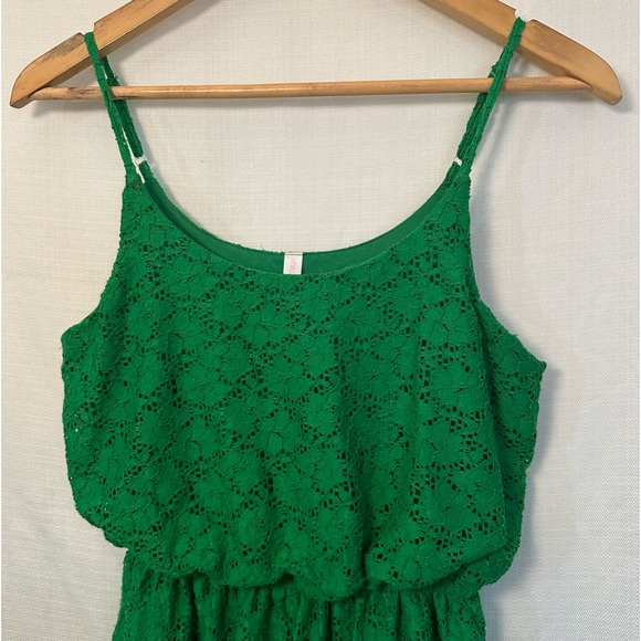 Xhilaration Emerald Green Floral Lace Elastic Waist Dress Size Small - Picture 7 of 14